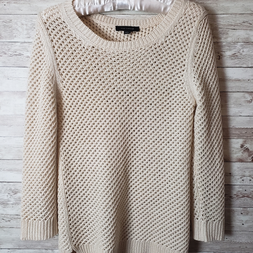 Ann Taylor Cream Knit Sweater